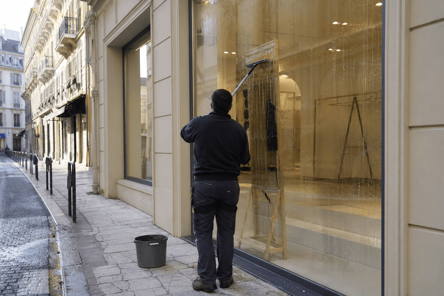 Exemple de service : nettoyage de vitrine.